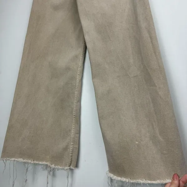 Zara Marine Straight Wide Leg Jeans Sz 0 Tan Beige High Rise Stretch - Image 16