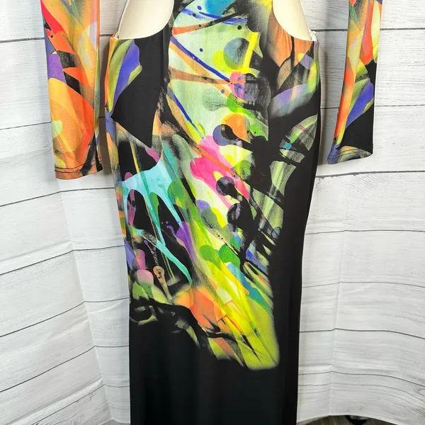 Jovani Womens size 0 Designer Cutout Prom Evening Miami Colorful Maxi Dress Rare - Image 6