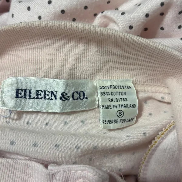 Eileen & Co Top Polka‎ Dot Pink Mock Neck Button Front Henley Small Preppy Retro - Image 7