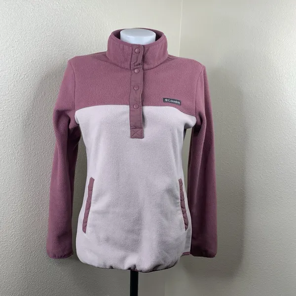Columbia Benton Springs Half Snap Button Pullover Sweatshirt Sz S Pink *flaws - Image 2
