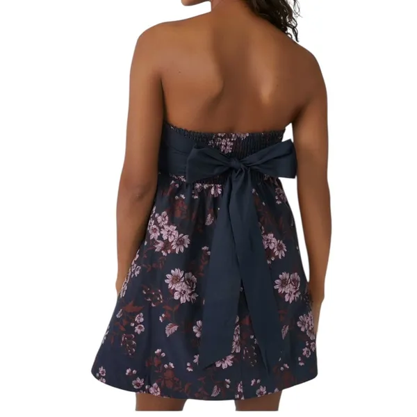 Free People Matilda Tie Back‎ Strapless Babydoll Floral Mini Dress Size Small - Image 2