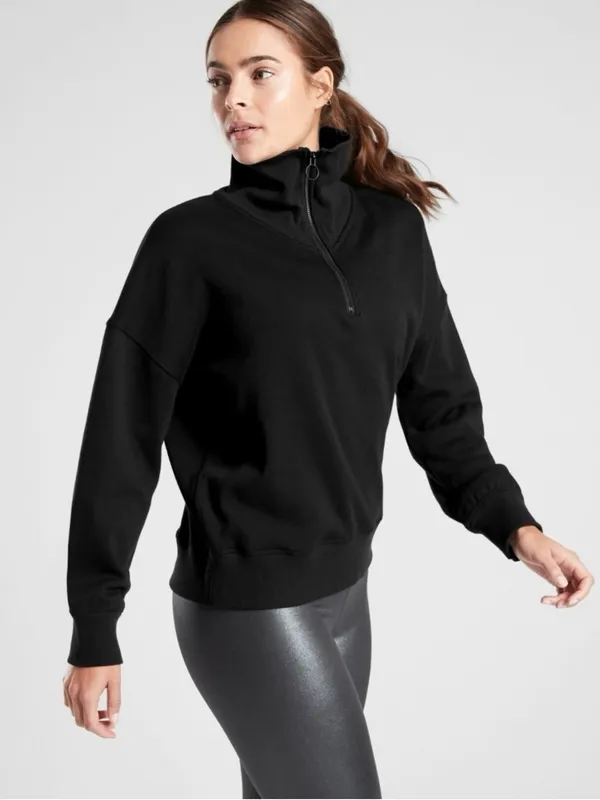 Athleta Black Cozy Karam 1/4 Zip Pullover - Image 2