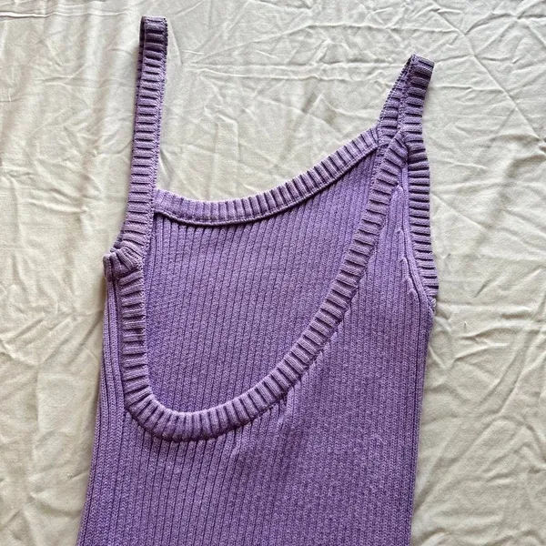 Michael Costello REVOLVE amari Lilac Ribbed Knit mini Dress Small asymmetrical - Image 4