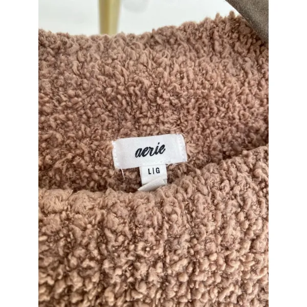 Aerie Boucle Cropped Sweater Quiet Luxury Neutral Old Money Buttery‎ Soft L - Image 4