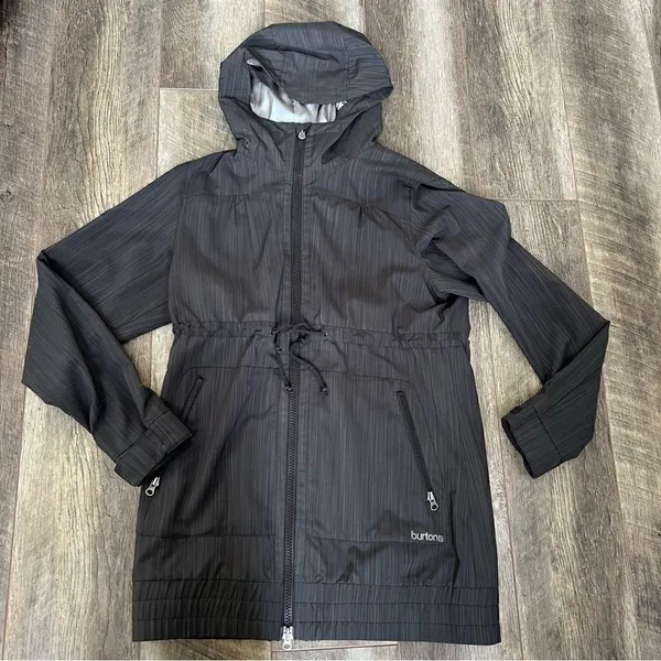 Burton Dryride Softshell Jacket Charcoal Grey Zip Rain Coat Cinched Waist Medium - Image 6
