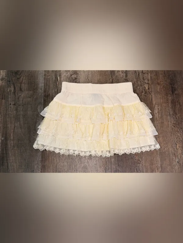 Rue21 Cream Ruffled Lace Skater Skirt - Image 4
