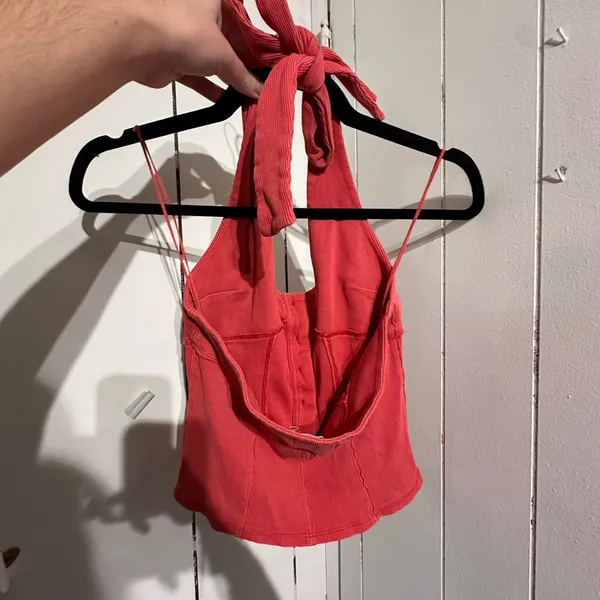 WE THE FREE Waffle knit Red Halter Top - Image 3