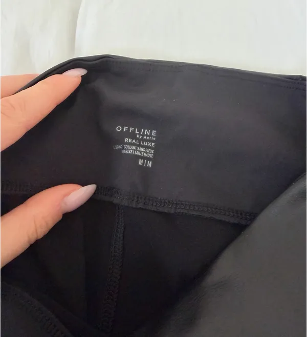 Aerie Black Faux Leather Leggings - Image 3