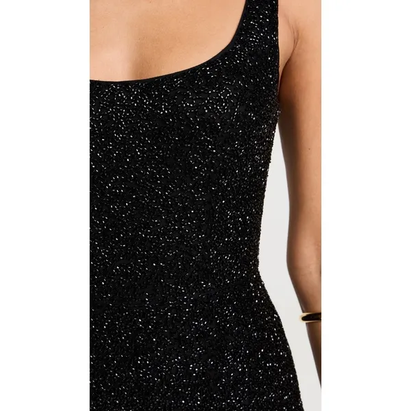 L'AGENCE Beaded Mini Dress Black Scoop Neck Sleeveless Cocktail Size XS‎ / 0 - Image 5