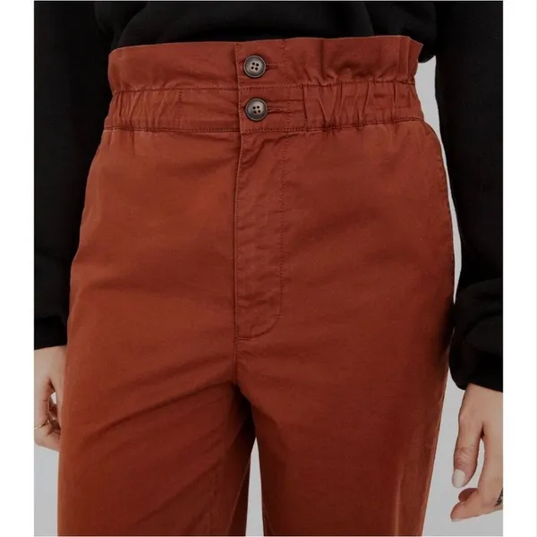 Madewell Paperbag Waist Tapered Leg Pants 2 Rust Red Stretch High Rise Elastic - Image 6