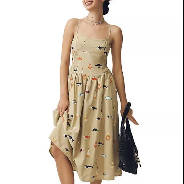 Anthropologie Maeve Sleeveless Square-Neck Drop-Waist Midi Dress - Image 3