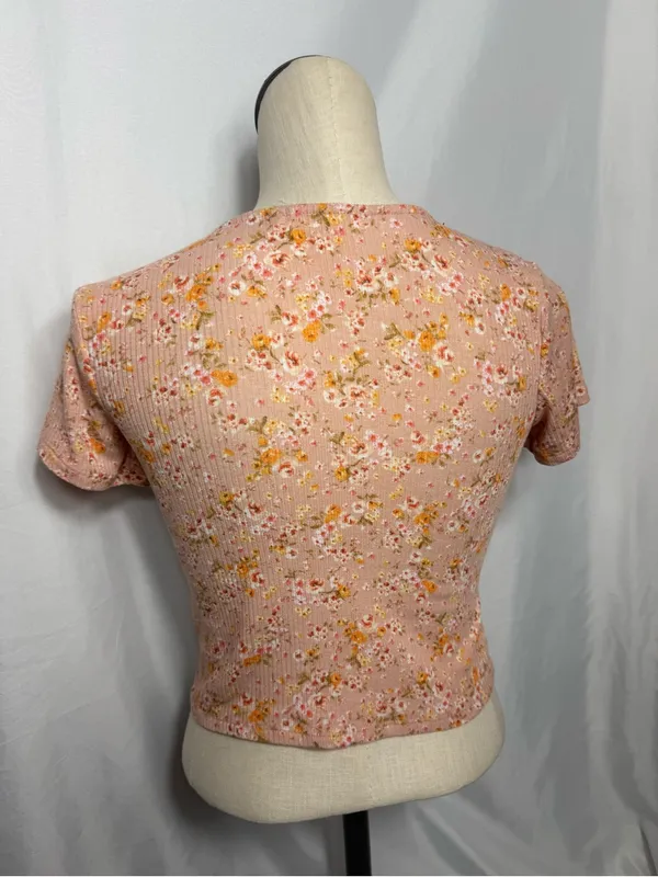 Coquette Soft Girl Dainty Floral Double Bow Tie SS Cardigan XS - Image 4