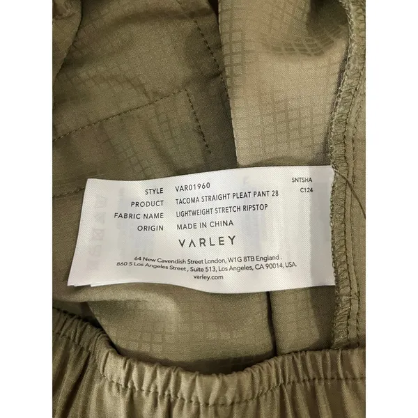 Varley Tacoma Straight Pleat Pant Olive‎ Ripstop Athleisure Utility Size Small - Image 7