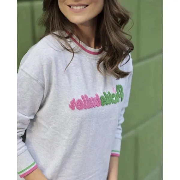 Shiraleah Pickleballer Sweatshirt Size L Pink Green Preppy Country Club‎ - Image 2