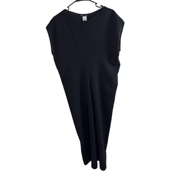 Zara Women Maxi Dress Black L Sleeveless Crew Neck Minimalist Chic - Image 2