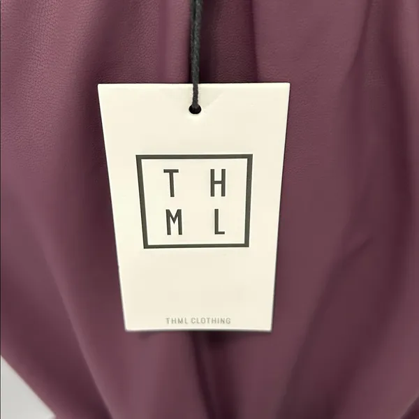 THML Maroon Faux Leather Tiered Maxi/Midi Dress - Image 8