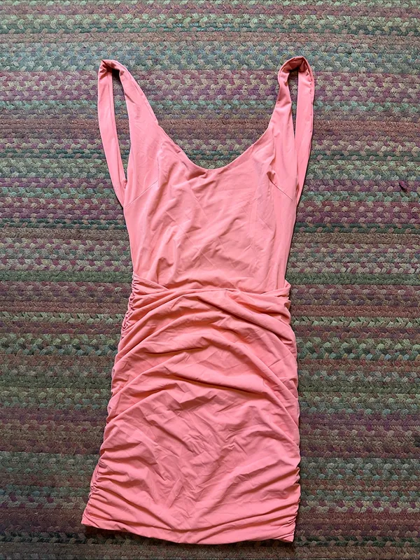 Tiger Mist Hot Pink Open Back Ruched Mini Party Club Dress - Image 2