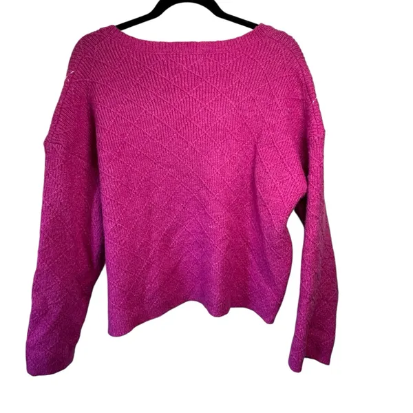 Ciebon Oversized Pink Embroidered‎ Sweater Dreamcore Cozy Preppy V Neck Size XS - Image 2