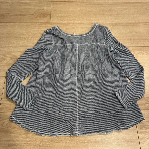 Free People Lacey Love Sweatshirt Terry Navy Striped Crewneck Size S - Image 7