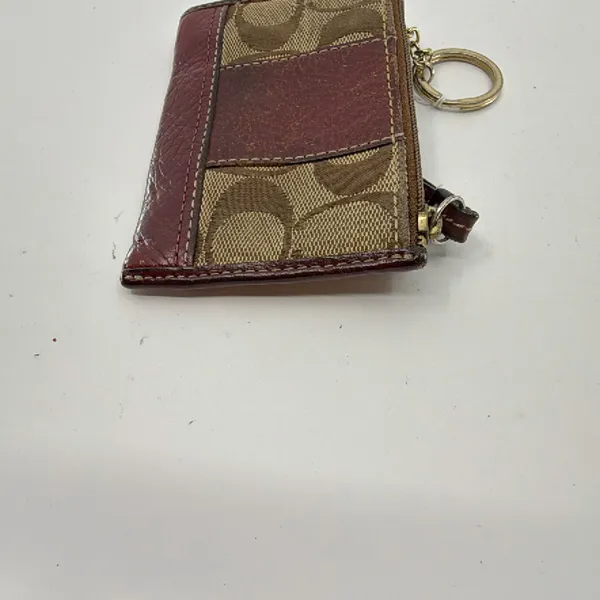 Coach Mini Skinny Brown Signature C Canvas & Leather Coin Ca - Image 7