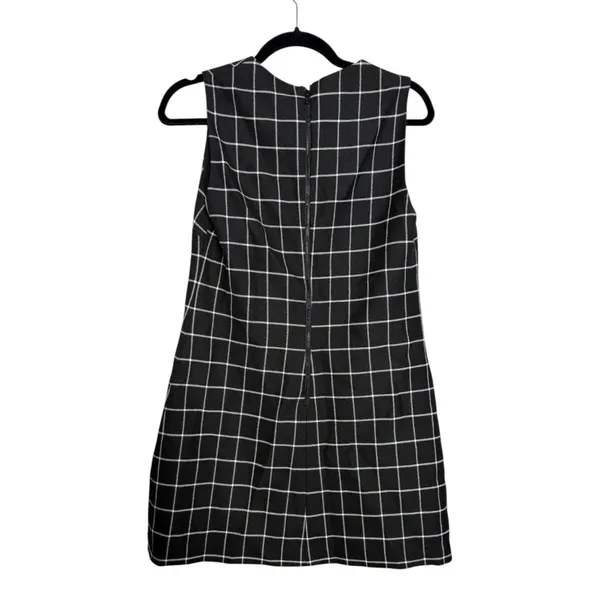 Alice + Olivia Ellis Windowpane Check Black Plaid Sheath Mini Dress Size 4 - Image 5