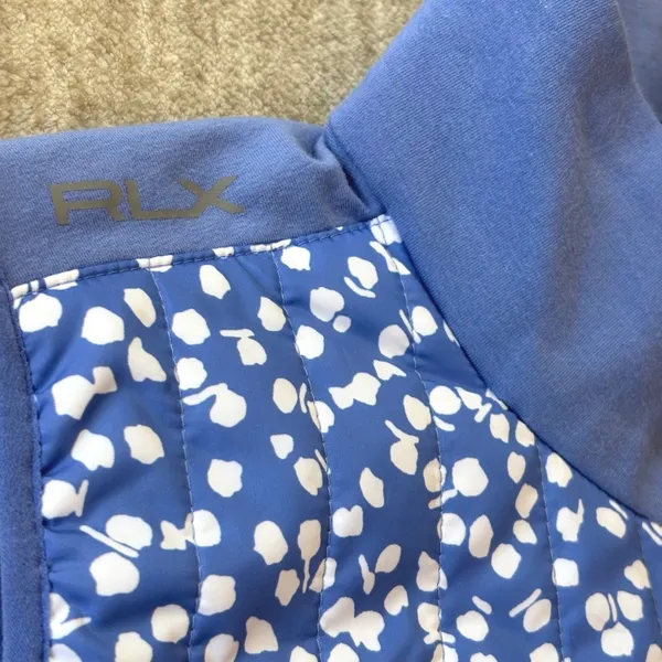 RLX Ralph Lauren Quilted Vest Womens M Pockets Blue Floral Print‎ Zip Puffer - Image 5