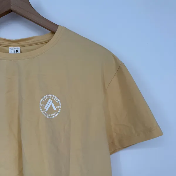 Alphalete Cropped Tee Shirt Womens Large Beige Logo Cotton Stretch Everyday Wear - Image 6