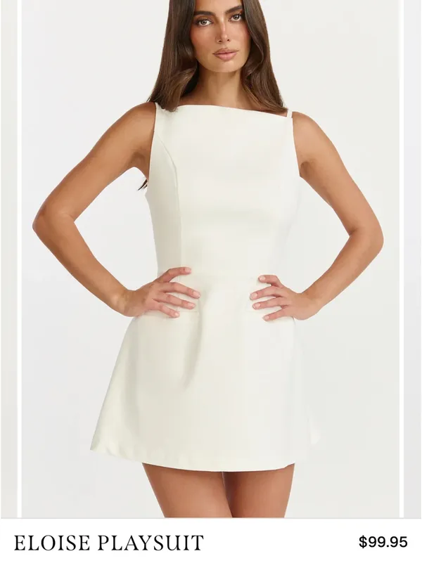 Showpo Eloise Playsuit white womens size 8 NWT - Image 3
