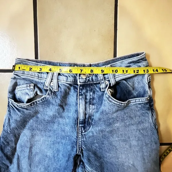 We the Free Risk Taker Jeans Sz 25 Blue Mid Rise Raw Hem Stretch Festival Rodeo - Image 7