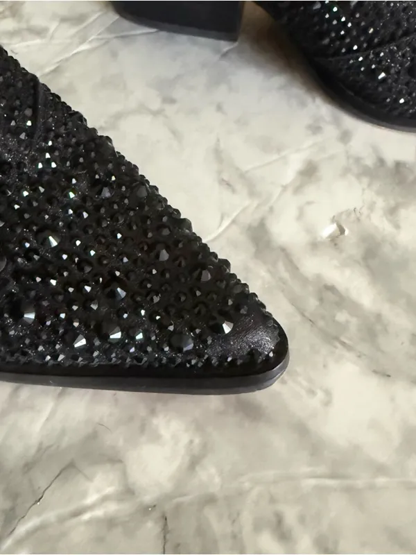 Jessica Simpson Black Crystal Western Ankle Boots - Image 9
