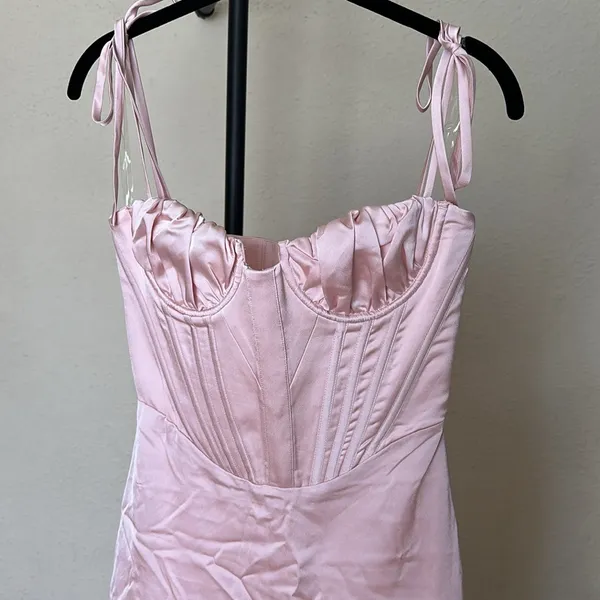 HOUSE OF CB‎ 'Alma' Blush Pink Satin Corset Midi Dress NWOT size S - Image 4