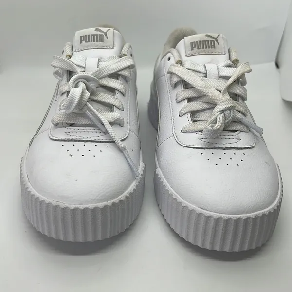 Puma Carina Iridescent High Platfrom Low Top Sneakers White/Silver Women's 8.5 - Image 2