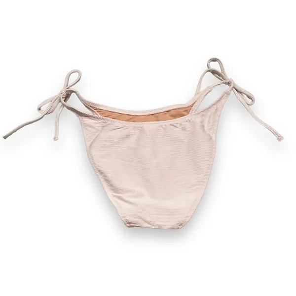 J. Crew Ribbed Curve-Waist Cheeky String Bikini Swim Bottom in Light Pink Sz‎ M - Image 2