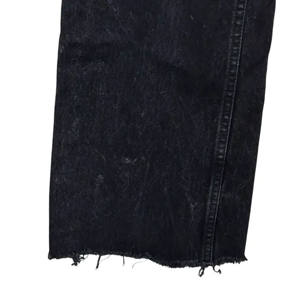 ZARA‎ Black Rigid Denim High Rise Ripped Distressed Wide Leg Full Length Jeans 4 - Image 3
