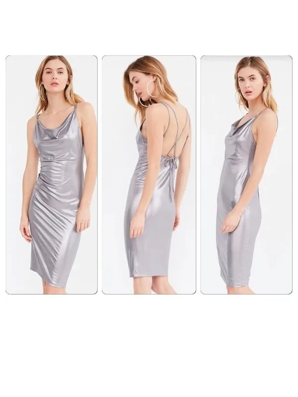 Rare London Urban Outfitters backless metallic formal dress size M - Image 2