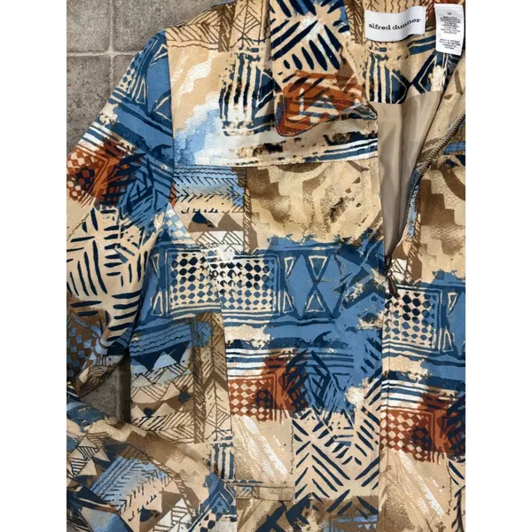 Alfred Dunner Womens Blue Tan Abstract Geometric Zip Up Jacket‎ Size 12 - Image 5