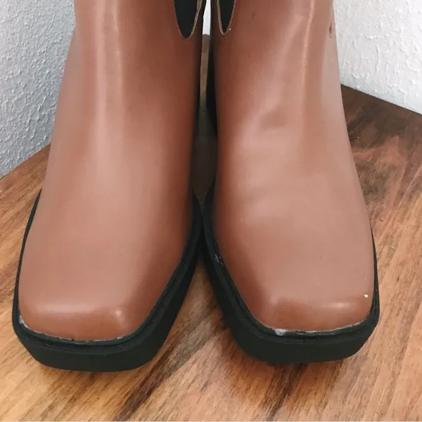 MIA‎ Dru Chelsea Platform Boot Bootie Chunky Block Heel Brown Black Size 11 - Image 4