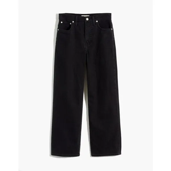 Madewell Slim Wide-Leg Crop Jeans Faded Black Lunar Wash 25/26 - Image 9