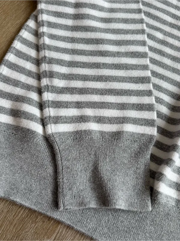 J. Crew Men's Gray & White Striped Crewneck Sweater - Image 2