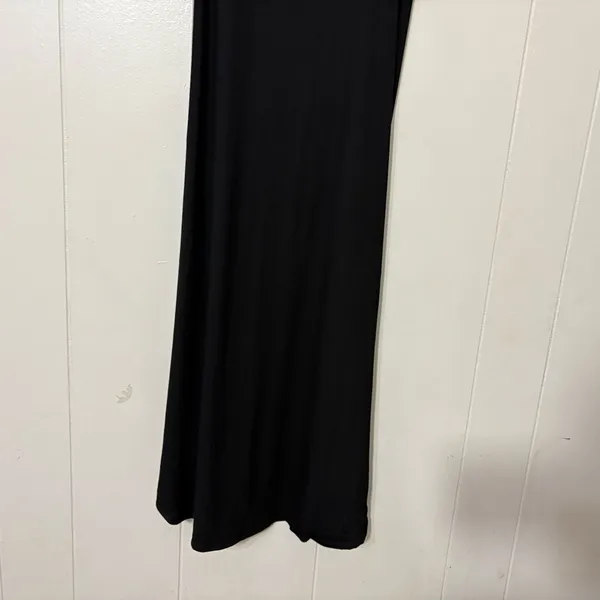 Pampelone Black Ruched Midi Dress Wrap Draped Spaghetti Strap Size M - Image 8