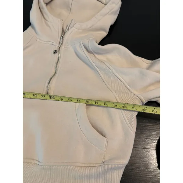 Manifest Offline Womens Cream‎ Quarter Zip Cropped Hoodie Sweatshirty Small - Image 3