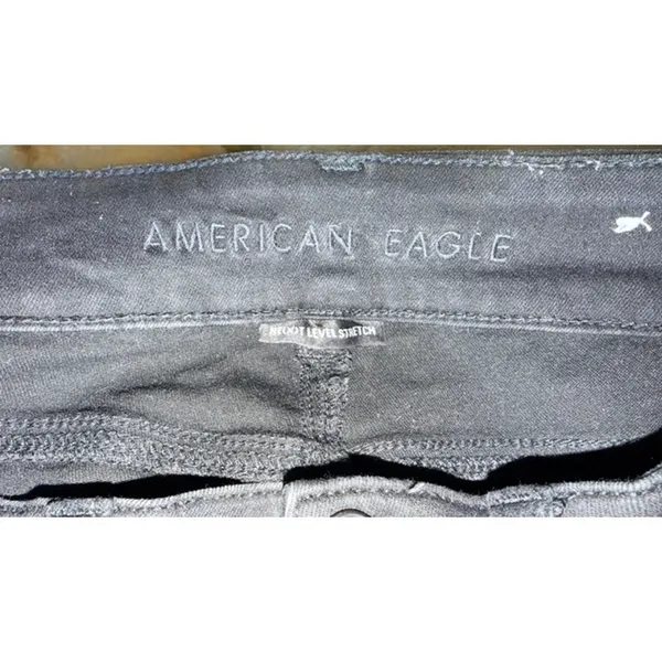 American Eagle Next Level Stretch Black Flare Jeans 6 Regular Double Button - Image 5