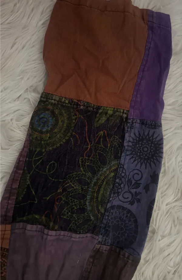 Himalaya Handmade Cotton Patchwork Overall One-Piece S Purple Pockets - Image 5