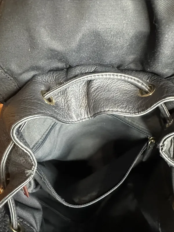Coach Navy Blue Pebbled Leather Drawstring Billie Backpack with Gold Hardware - Image 12