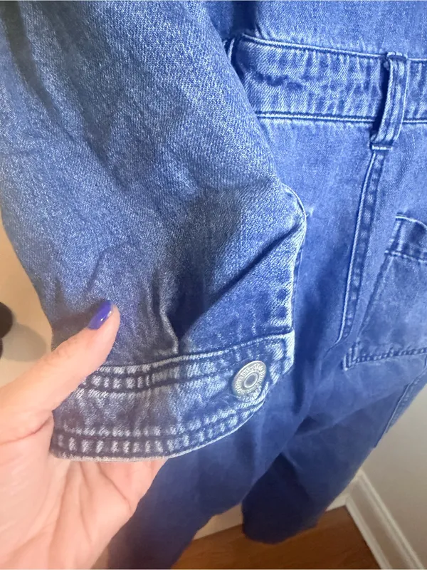 Old Navy Coveralls Womens Small Denim Jumpsuit Boilersuit Utility Workwear Blue - Image 12