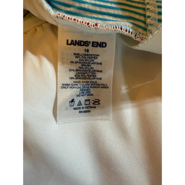 Lands' End Tankini Top Womens Size 16 Blue White‎ Stripe Colorblock Twist - Image 2