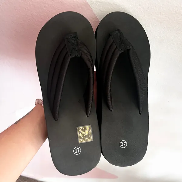 Black‎ Platform Flip Flop Sandals Y2K Retro Chunky Grunge Sz 6 - Image 3
