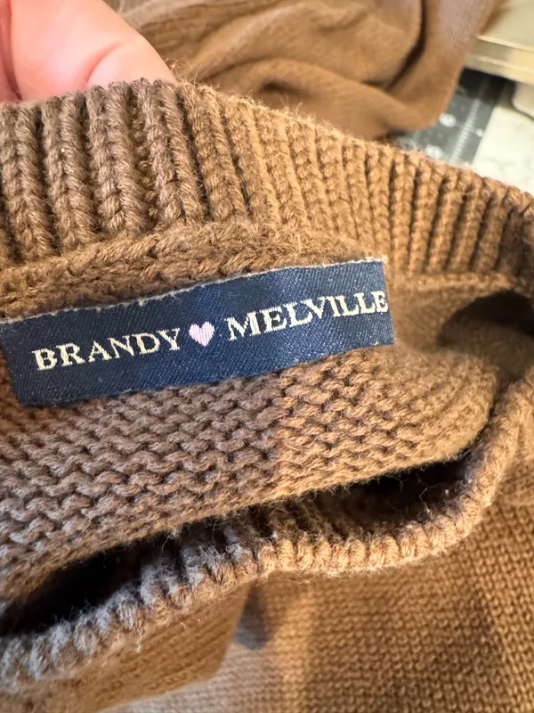 Brandy Melville Oversized Brown Sweater Crewneck S M L - Image 3