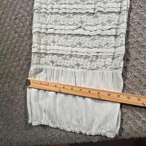 Made in Italy Lace Tiered Wide Leg Pants Womens M L Gray Boho Ruffle Crinkle - Image 9
