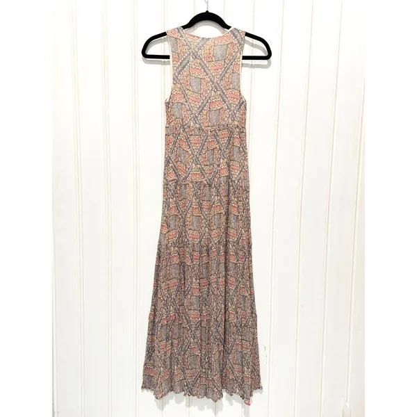 Sezane Raiana Dress Long Sleeveless Embroidered Patchwork Button Maxi 36 - Image 4